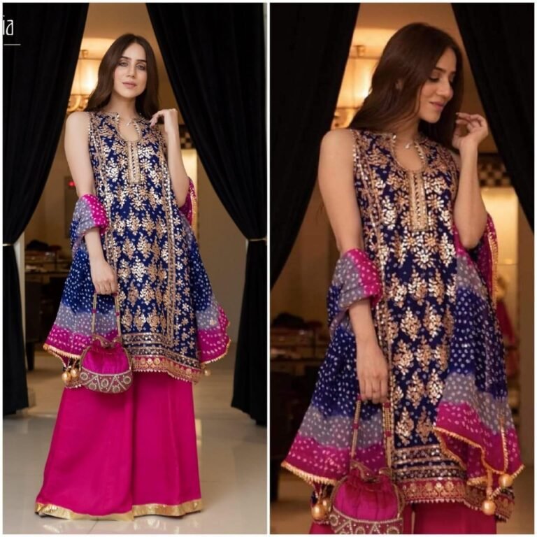 "Color meets culture — pink, blue, and a touch of gotta sparkle."